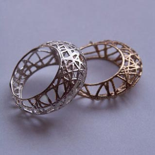 Two Airy Rings 14K gold and 925 Silver, 3D printing