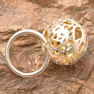 Ethereal Ball Ring 925 silver with selective 14K gold plating, hand made by Dana Bloom