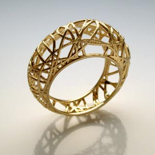 Airy Ring 14K gold, 3D printing, Packshot by Dana Bloom