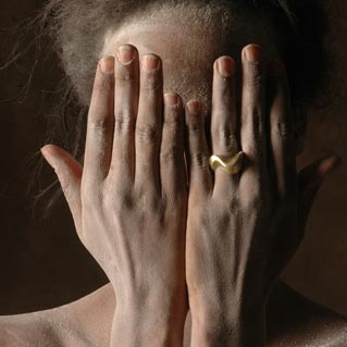 Sculptural Ring on model by Dana Bloom