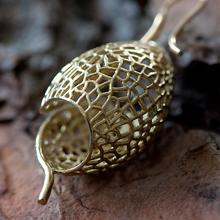 Golden Neem sphere Earring 18k Gold by Dana Bloom